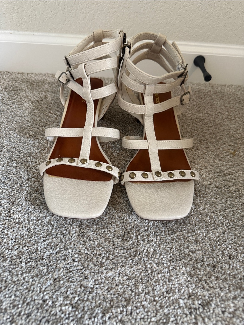Maurices Cream Strappy Studded Sandals